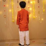 Boys Rust Orange Ethnic Kurta Pajama