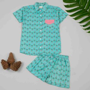 Boys Blue Hot Air Balloon Shorts Set