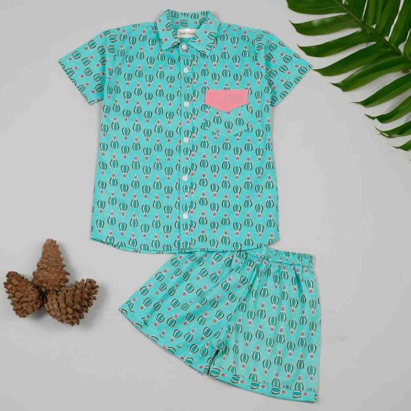 Boys Blue Hot Air Balloon Shorts Set