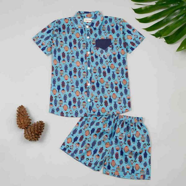 Boys Fish Print Shorts Set