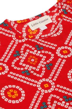 Boys Red Bandhani Dhoti Kurta