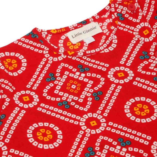 Boys Red Bandhani Dhoti Kurta