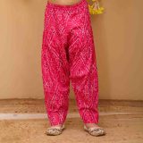 Girls Pink Bandhani Salwar Kurta Suit Set