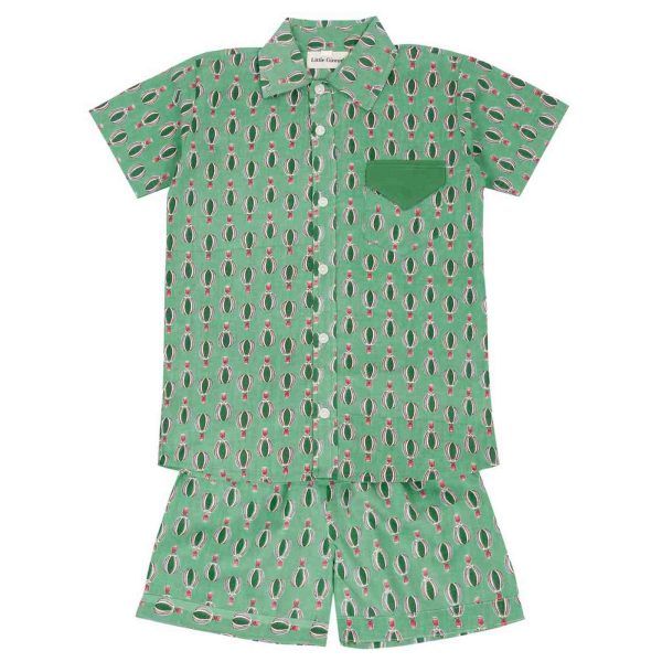 Boys Green Hot Air Balloon Shorts Set