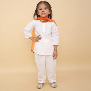 White Suit With Dupatta For Girls
