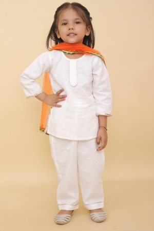 White Suit With Dupatta For Girls