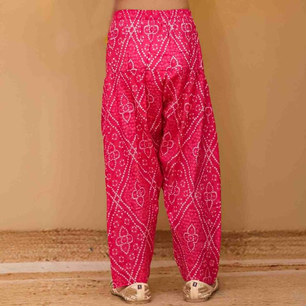 Girls Pink Bandhani Salwar Kurta Suit Set