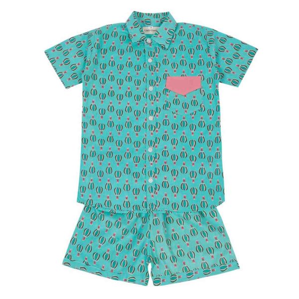 Boys Blue Hot Air Balloon Shorts Set