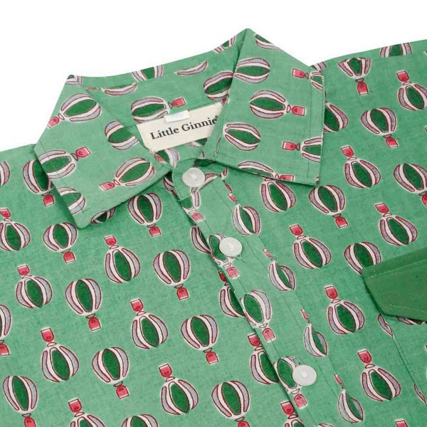 Boys Green Hot Air Balloon Shorts Set