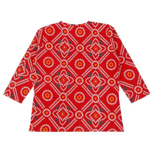 Boys Red Bandhani Dhoti Kurta