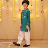 Boys Tourquoise Green Ethnic Kurta Pajama