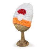 White Orange Mushroom Woollen Cap