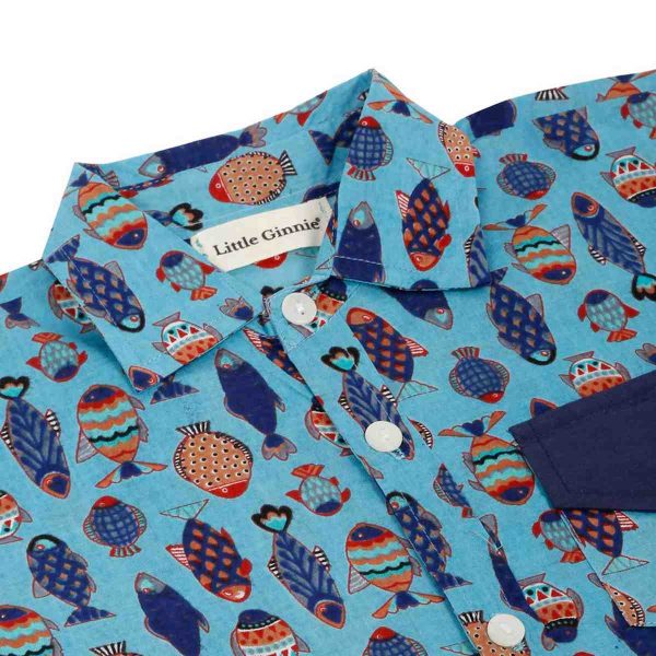 Boys Fish Print Shorts Set