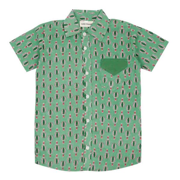 Boys Green Hot Air Balloon Shorts Set
