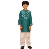 Boys Tourquoise Green Ethnic Kurta Pajama