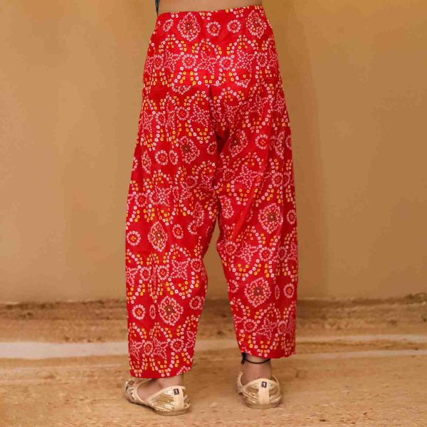 Girls Red Bandhani Salwar Kurta Suit Set