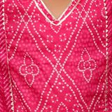 Girls Pink Bandhani Salwar Kurta Suit Set