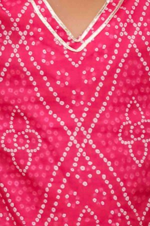Girls Pink Bandhani Salwar Kurta Suit Set