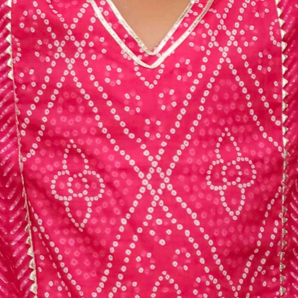 Girls Pink Bandhani Salwar Kurta Suit Set