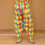 Girls Blue Yellow Bandhani Salwar Kurta Suit Set