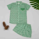 Boys Green Hot Air Balloon Shorts Set