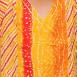 Girls Yellow Orange Bandhani Salwar Kurta Suit Set