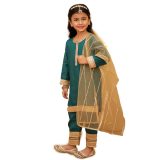 Girls Tourquoise Green Ethnic Suit Set