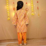 Girls Yellow Orange Bandhani Salwar Kurta Suit Set