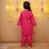 Girls Pink Bandhani Salwar Kurta Suit Set