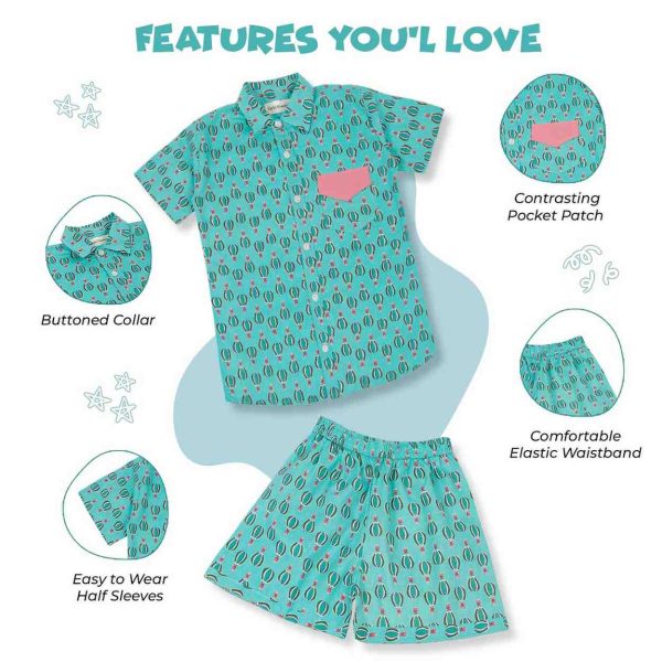 Boys Blue Hot Air Balloon Shorts Set