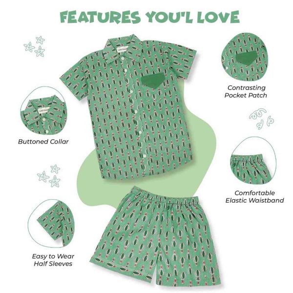Boys Green Hot Air Balloon Shorts Set