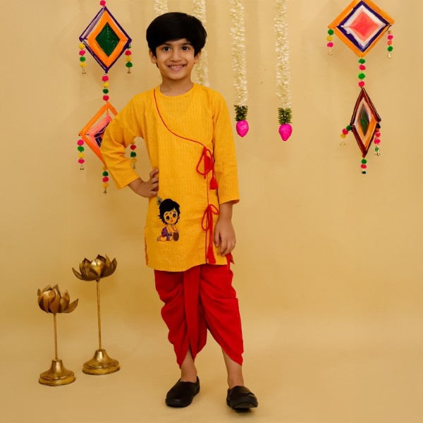 Boys Krishna Embroidery Dhoti Kurta