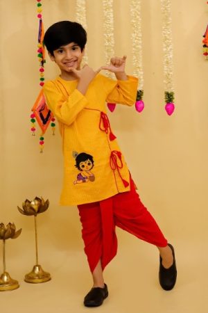 Boys Krishna Embroidery Dhoti Kurta