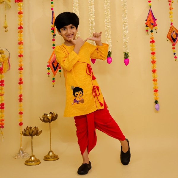 Boys Krishna Embroidery Dhoti Kurta