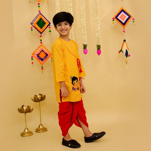 Boys Krishna Embroidery Dhoti Kurta