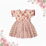 Girls Pink Flower Pleated Frock with Bloomers