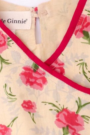 Girls Pink Flower Pleated Frock with Bloomers