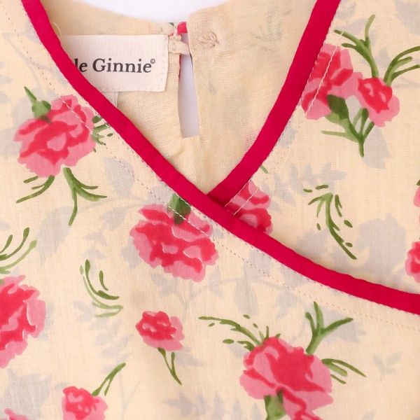 Girls Pink Flower Pleated Frock with Bloomers