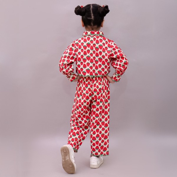 Girls Strawberry Print Co ord Set