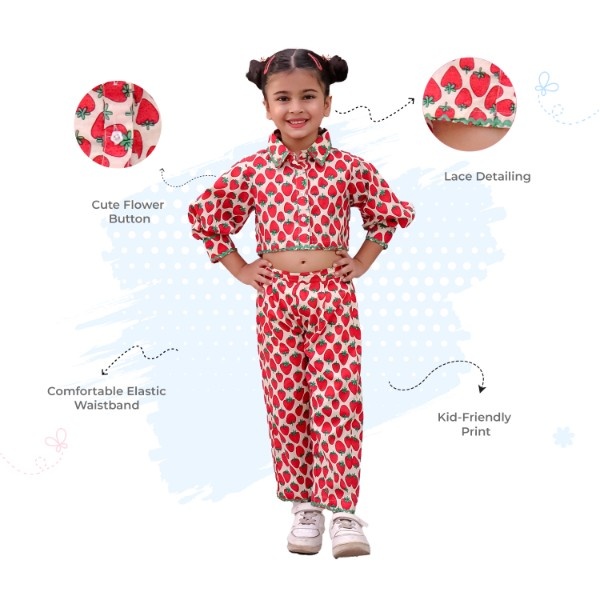 Girls Strawberry Print Co ord Set
