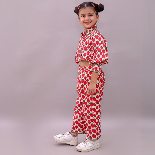 Girls Strawberry Print Co ord Set