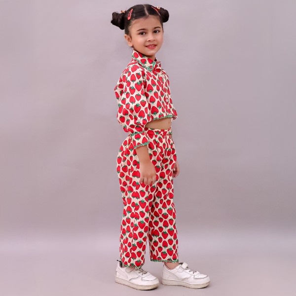 Girls Strawberry Print Co ord Set