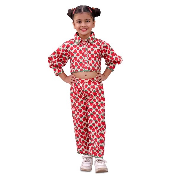 Girls Strawberry Print Co ord Set