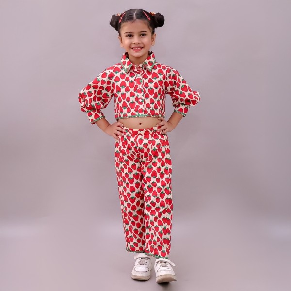 Girls Strawberry Print Co ord Set