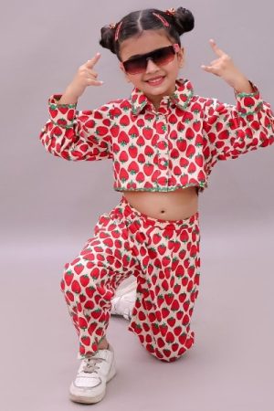 Girls Strawberry Print Co ord Set
