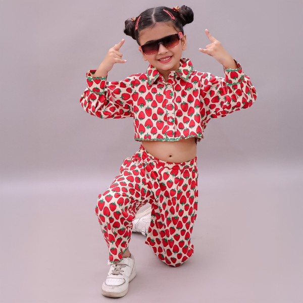 Girls Strawberry Print Co ord Set
