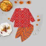 Boys Red Bandhani Dhoti Kurta
