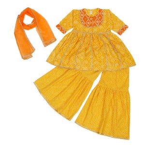 Yellow Bandhani Sharara Set