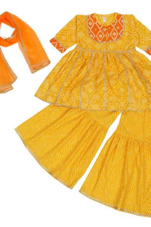Yellow Bandhani Sharara Set