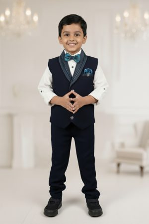 Boy Dark Blue 3 Pcs Vest Suit